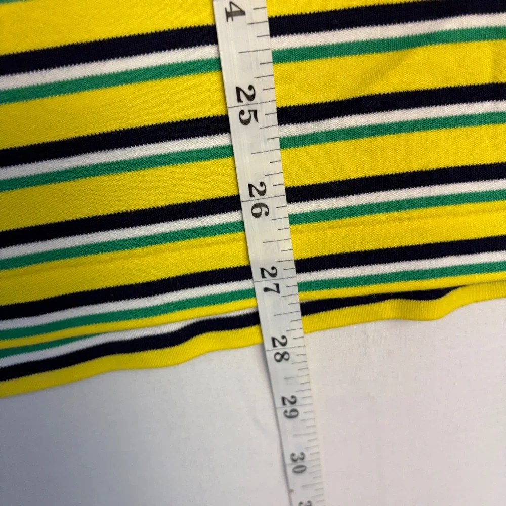 Polo Ralph Lauren Mens XL Pima Soft Touch Striped Polo Shirt‎ Yellow Green Navy